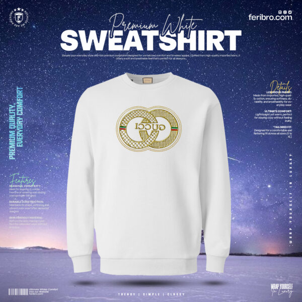 Mens Elegant Ivory White Sweat-Shirt